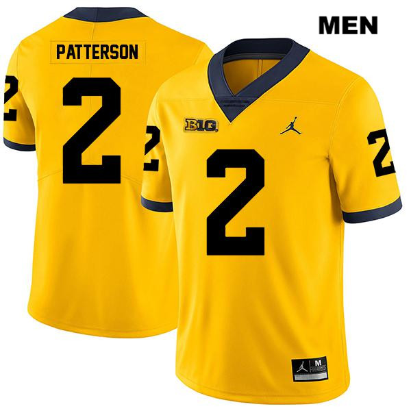 Men's NCAA Michigan Wolverines Shea Patterson #2 Yellow Jordan Brand Authentic Stitched Legend Football College Jersey YR25U67IO